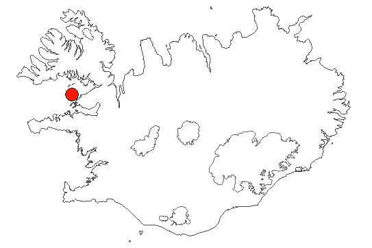 Location of area Breiðafjörður in iceland