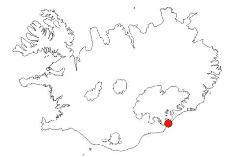 Breiðamerkursandur-Fagurhólsmýri á Íslandskorti